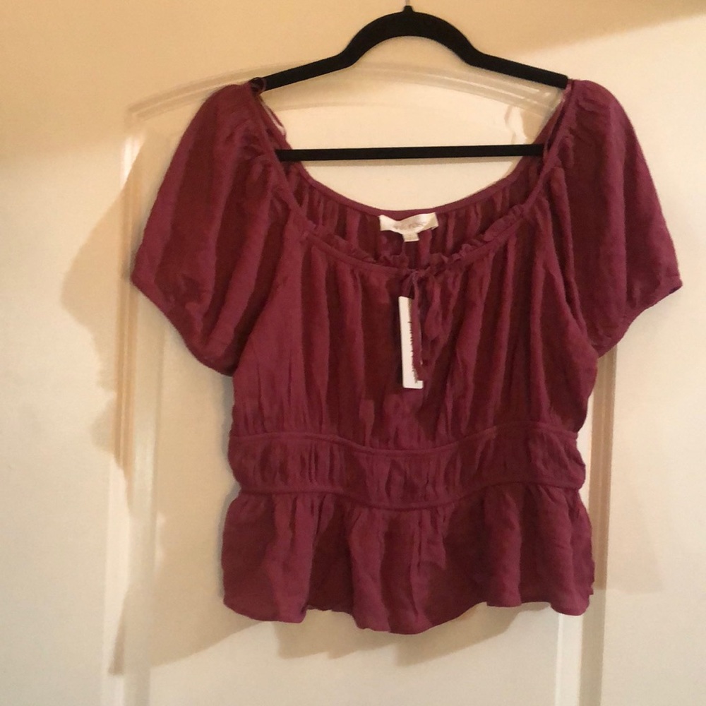 Pink Rose short sleeve ruched blouse